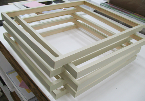 Custom finished maple frames for Jasper Johns: Light Bulb @  MCASD