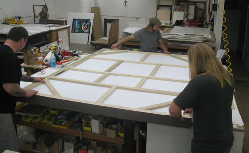 fitting the art package into the frame