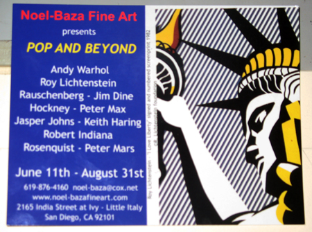 Little Italy San Diego Art Gallery Noel-Baza Fine Art presents Pop and Beyond