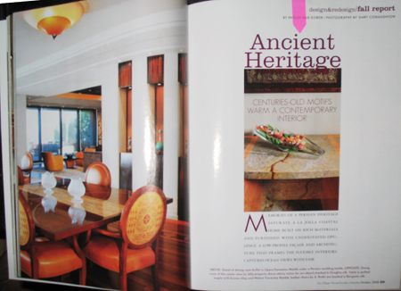 interior design feature in San Diego Home & Garden magazine